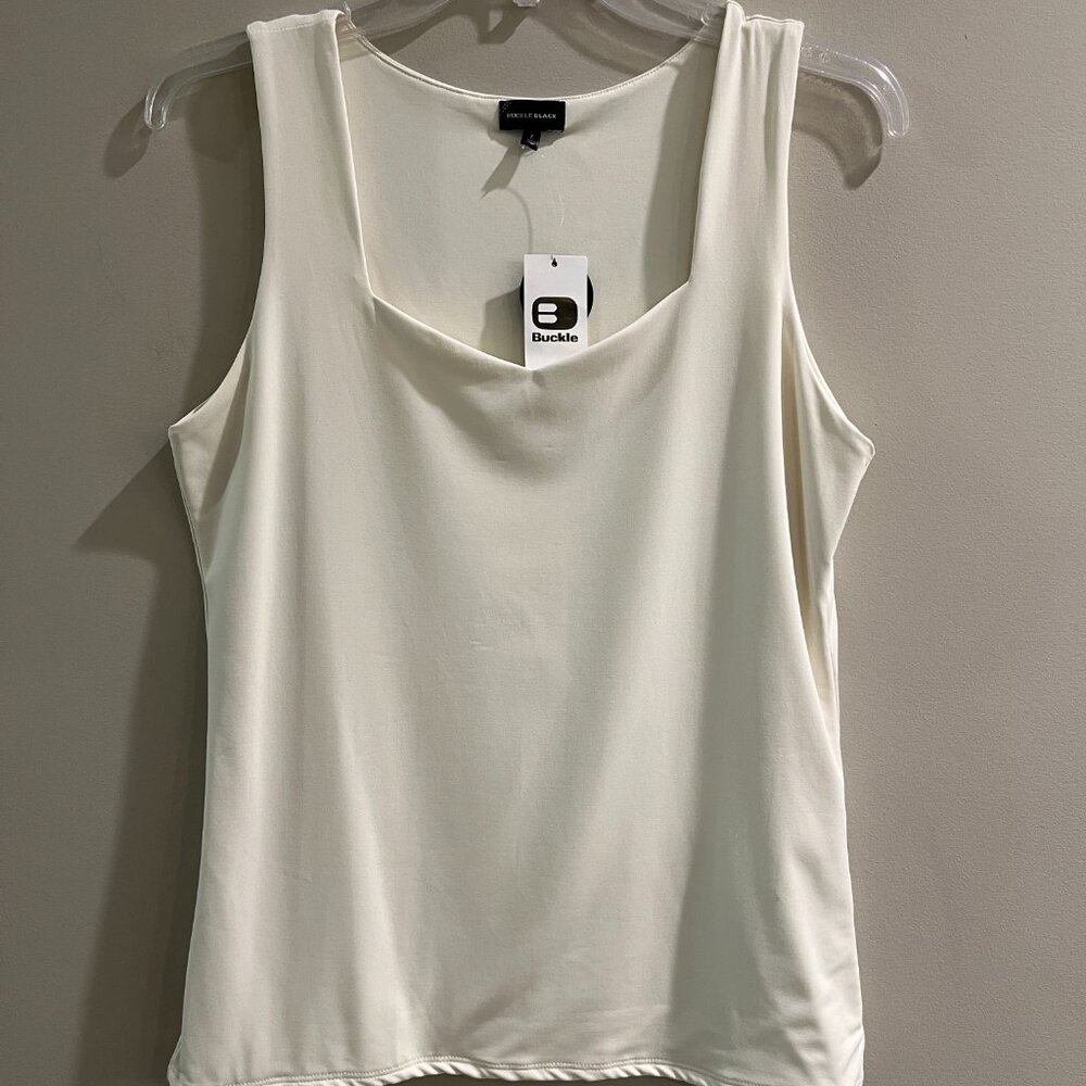 BUCKLE  Cream Sweetheart Neck Tank, Large